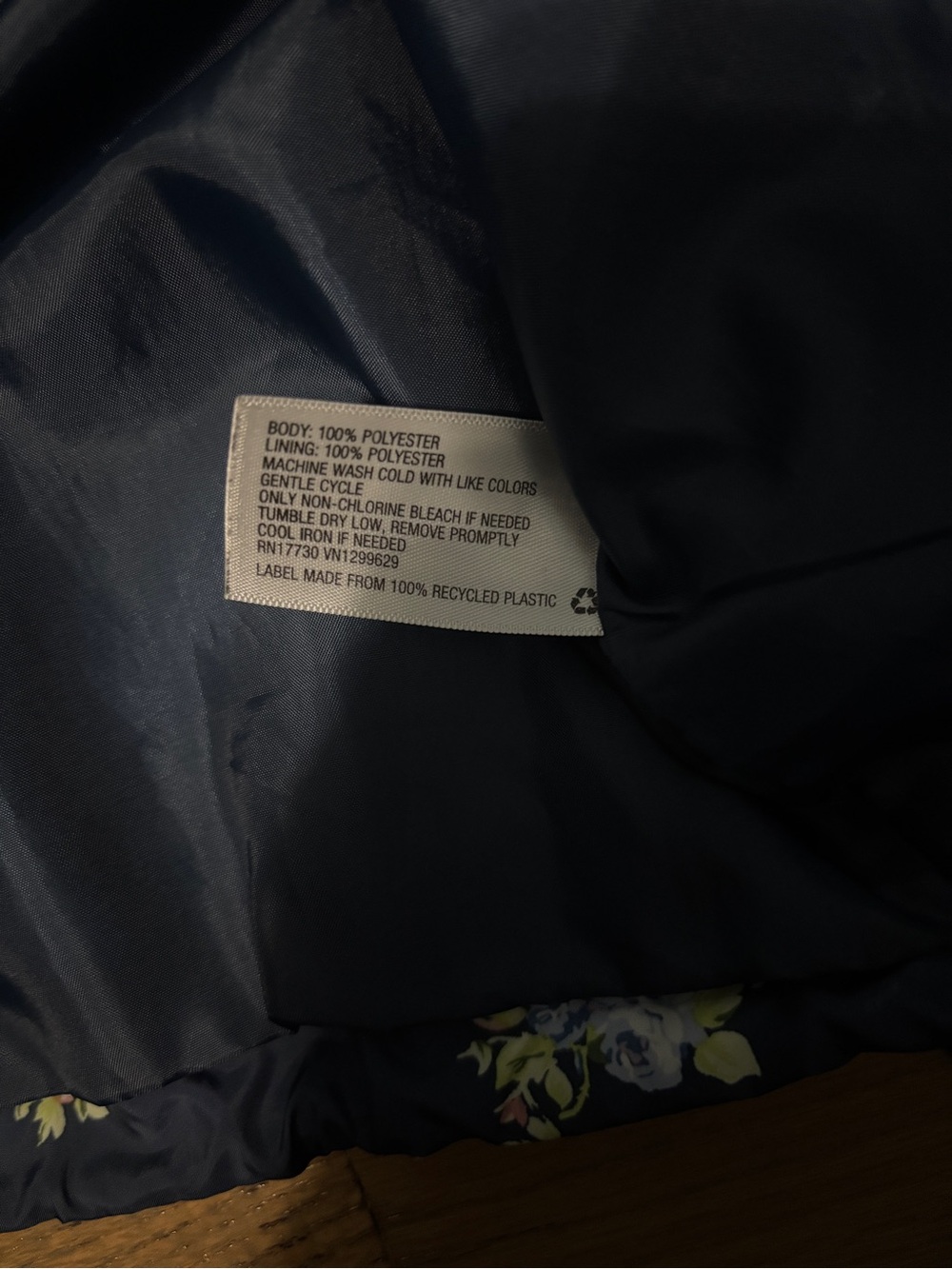 Wild Fable Navy Floral Hooded Cropped Rain Jacket - Picture 3 of 5